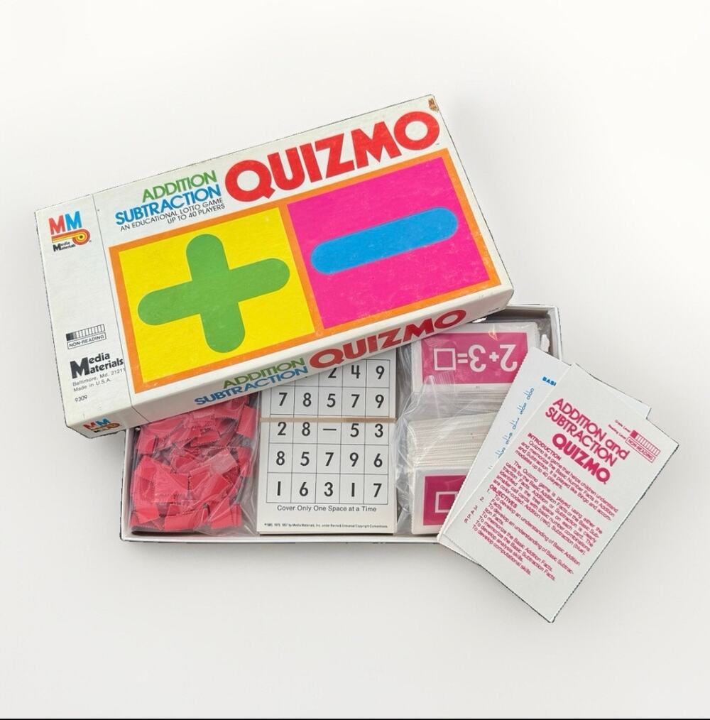 Vintage Quizmo Addition Subtraction Educational Lotto Game Media Materials 9309